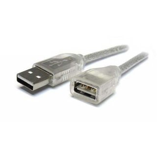 5m USB 2.0 Verlängerung Kabel Stecker Buchse Typ A transparent