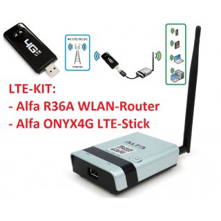 KIT Alfa R36A WLAN Router und ONYX4G LTE-Stick (Mobilfunksignal-Empfänger)